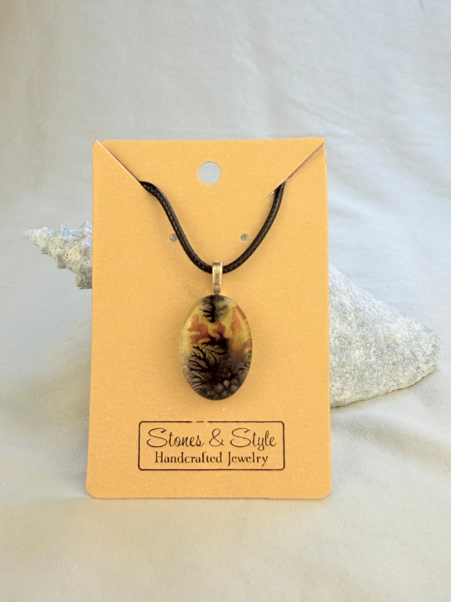 Dyed Dendrite Pendant Necklace