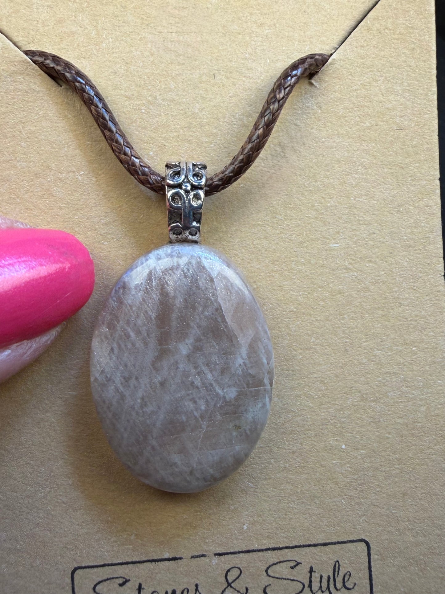 African Moonstone (Belomorite) Pendant Necklace