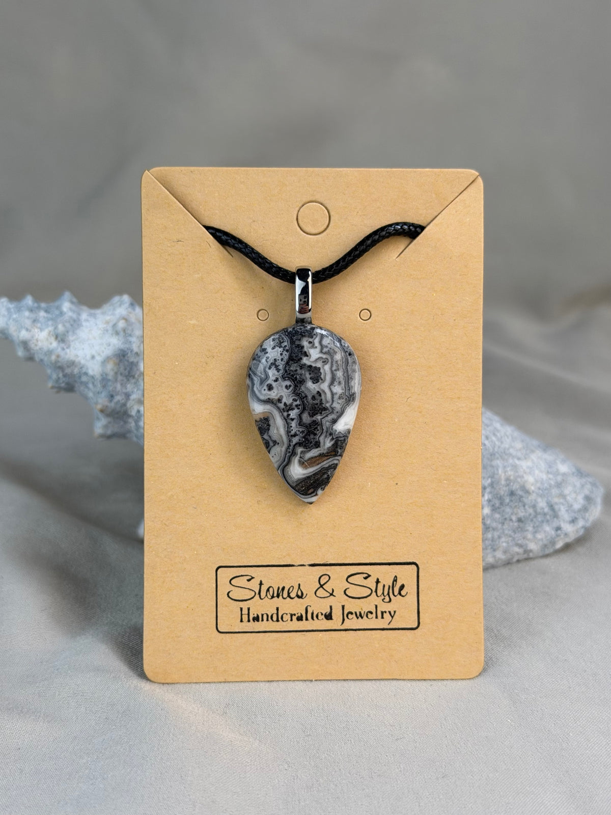 Zebra Calcite Pendant Necklace