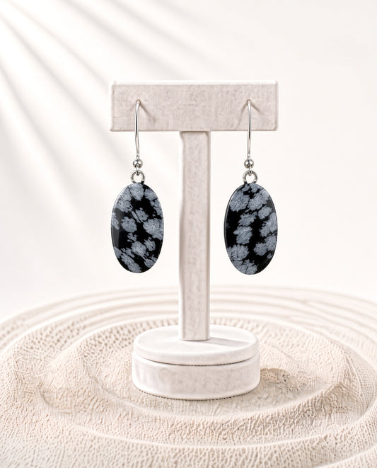 Snowflake Obsidian French Hook Earrings