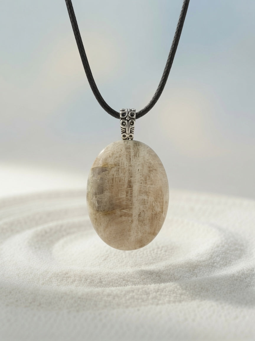 African Moonstone (Belomorite) Pendant Necklace
