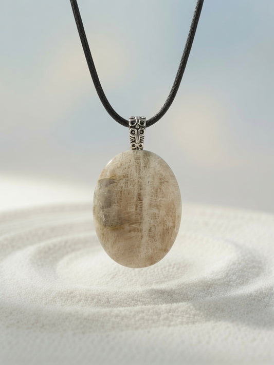 African Moonstone (Belomorite) Pendant Necklace