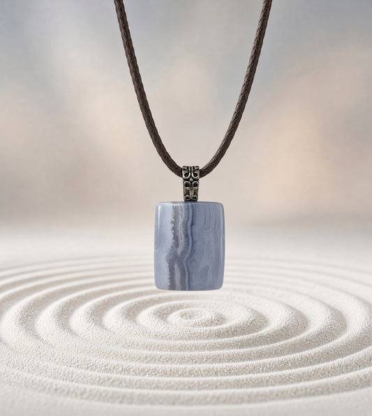 Blue Lace Agate Pendant Necklace