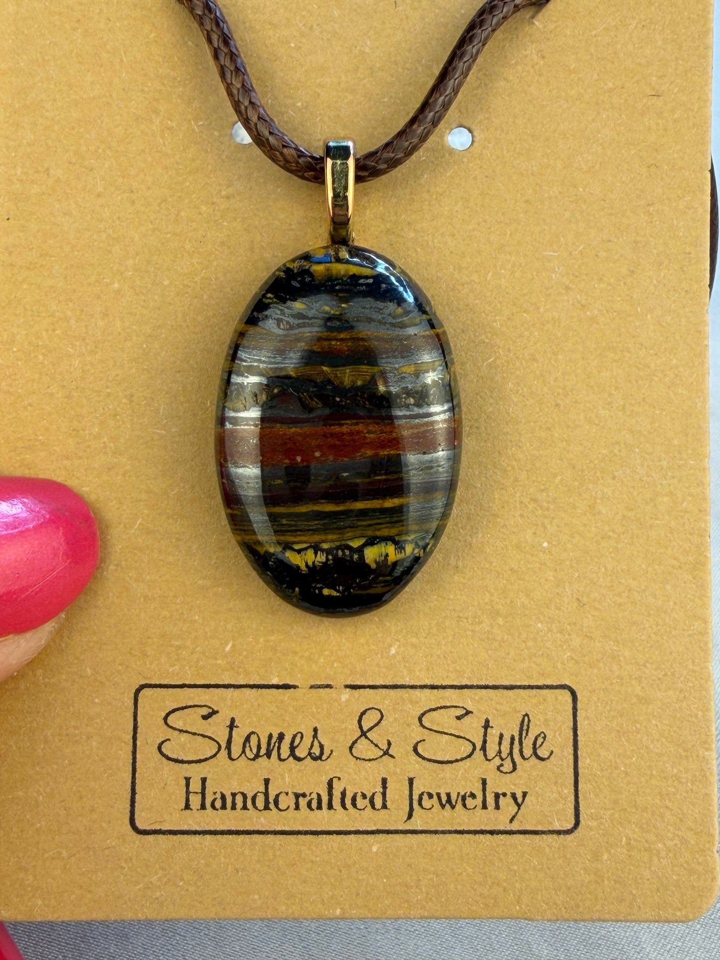 Tiger Iron Pendant Necklace