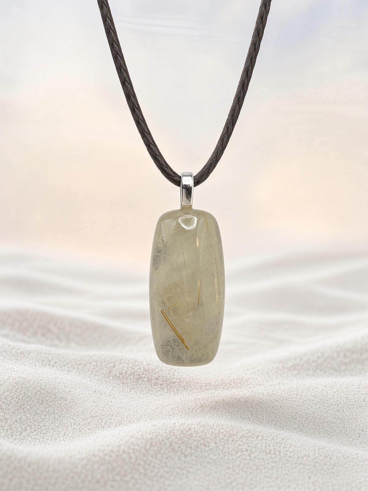 Golden Rutilated Quartz Pendant Necklace