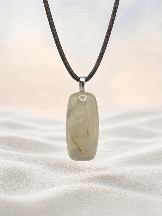 Golden Rutilated Quartz Pendant Necklace