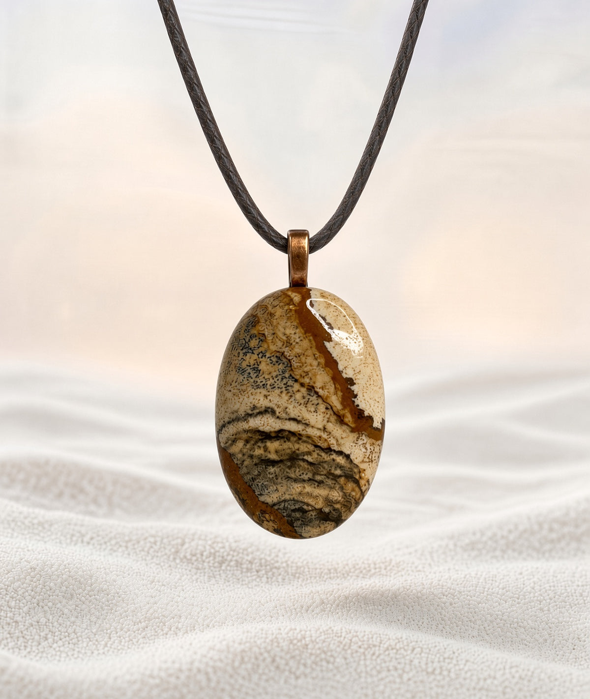 Picture Jasper Pendant Necklace