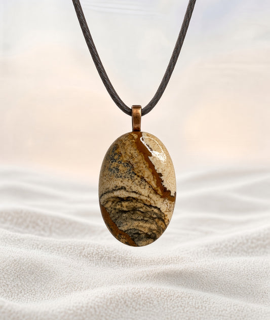 Picture Jasper Pendant Necklace