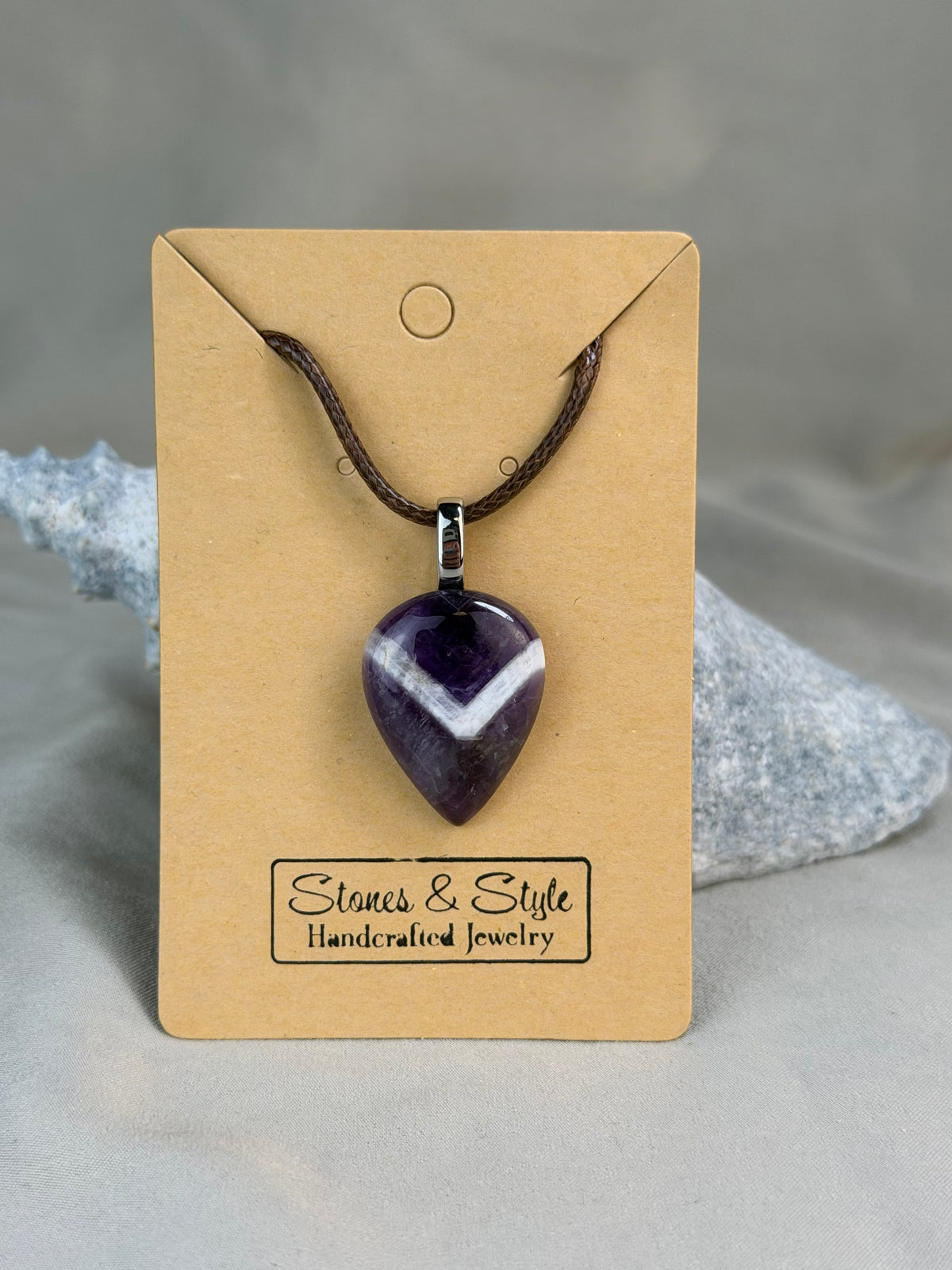 Chevron Amethyst Pendant Necklace