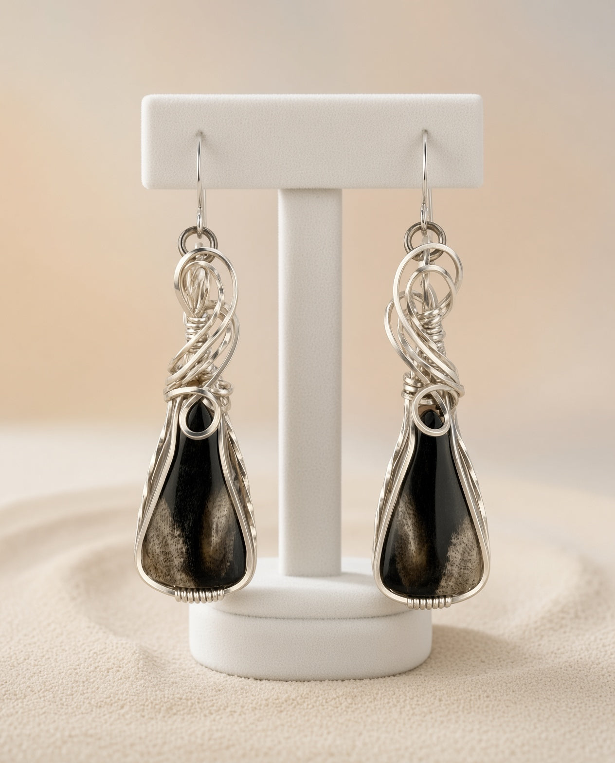 Petrified Wood French Hook Earrings