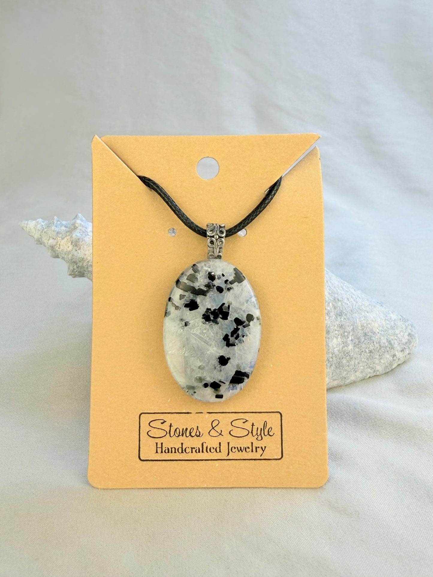 Flashy Moonstone Tourmaline Pendant Necklace