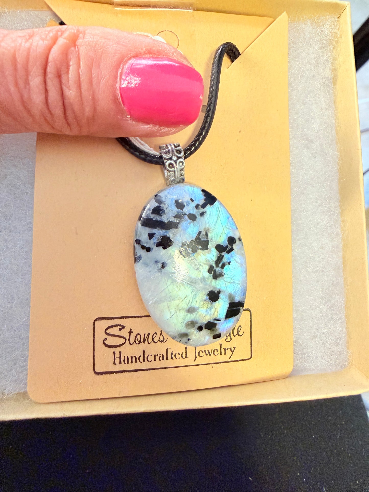 Flashy Moonstone Tourmaline Pendant Necklace