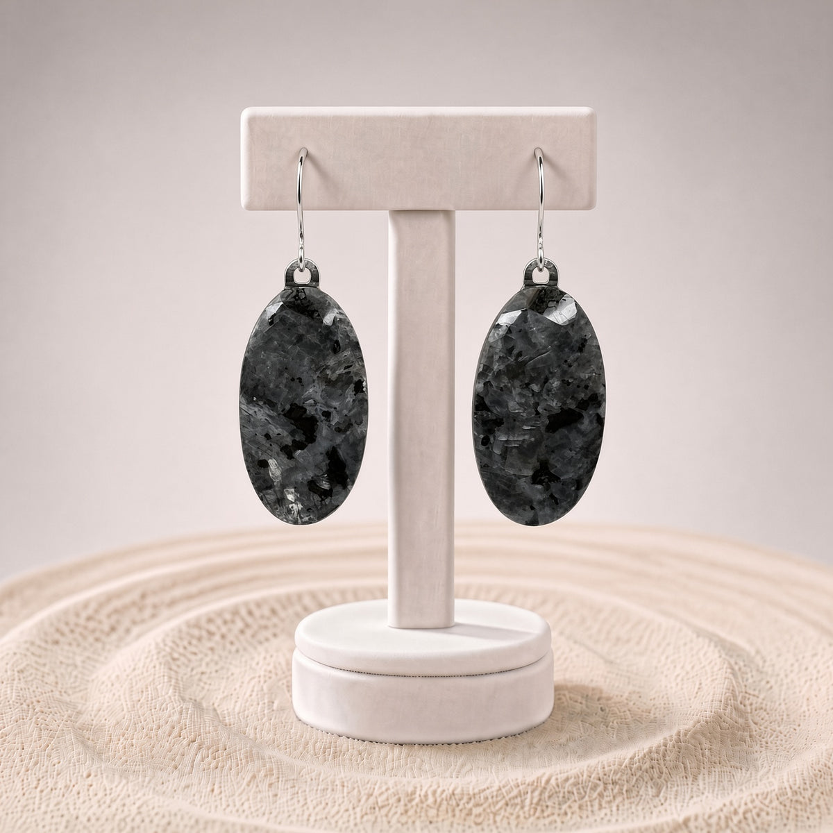 Larvikite French Hook Earrings