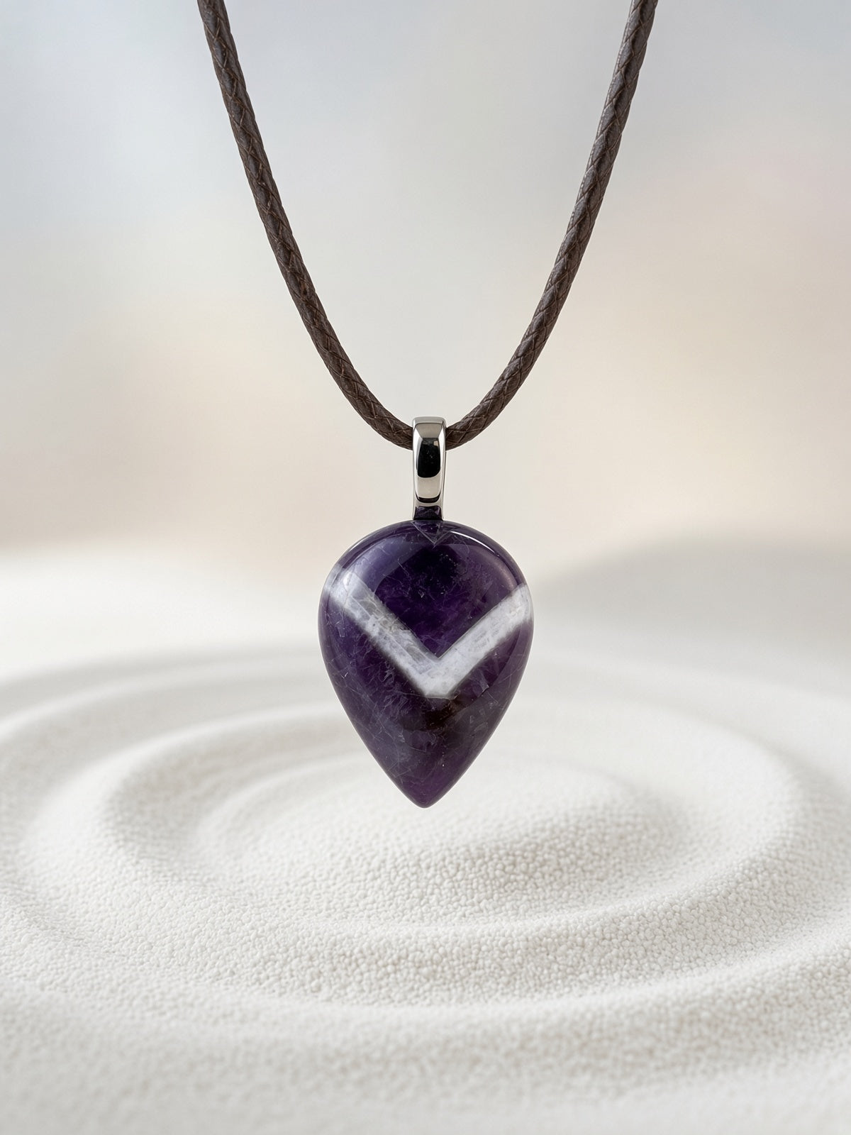 Chevron Amethyst Pendant Necklace