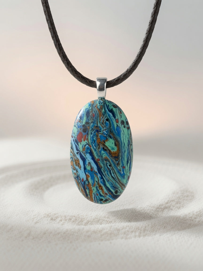 Rainbow Calcilica Pendant Necklace