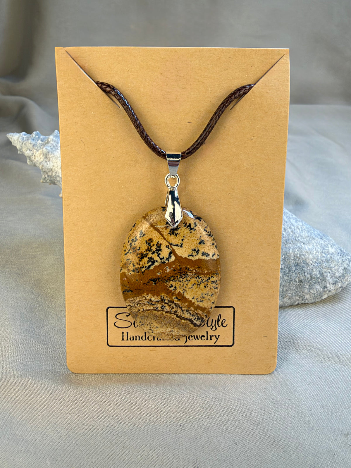 Picture Jasper Pendant Necklace