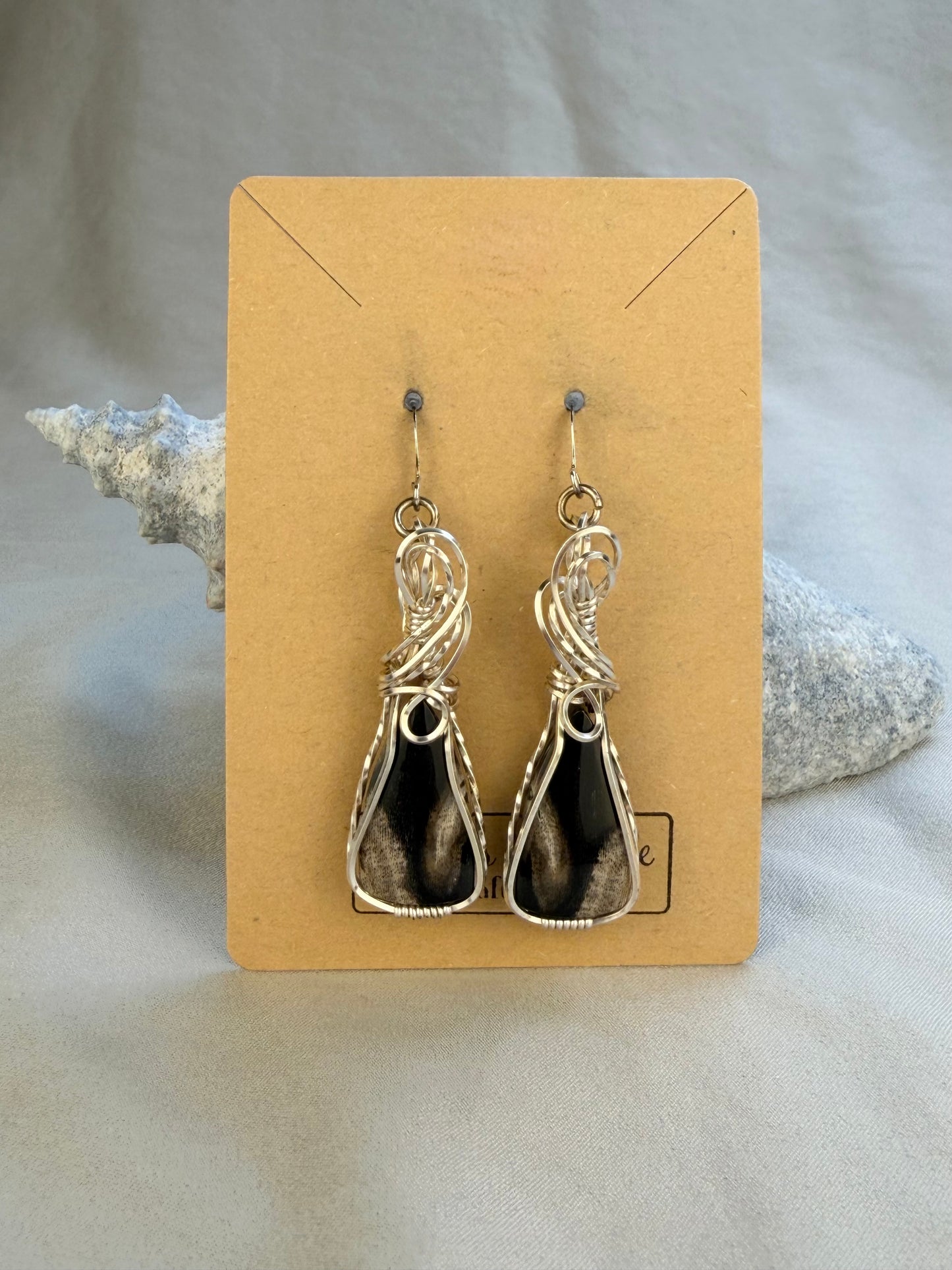 Petrified Wood French Hook Earrings