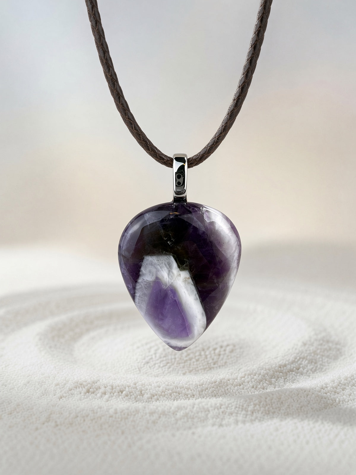 Chevron Amethyst Pendant Necklace