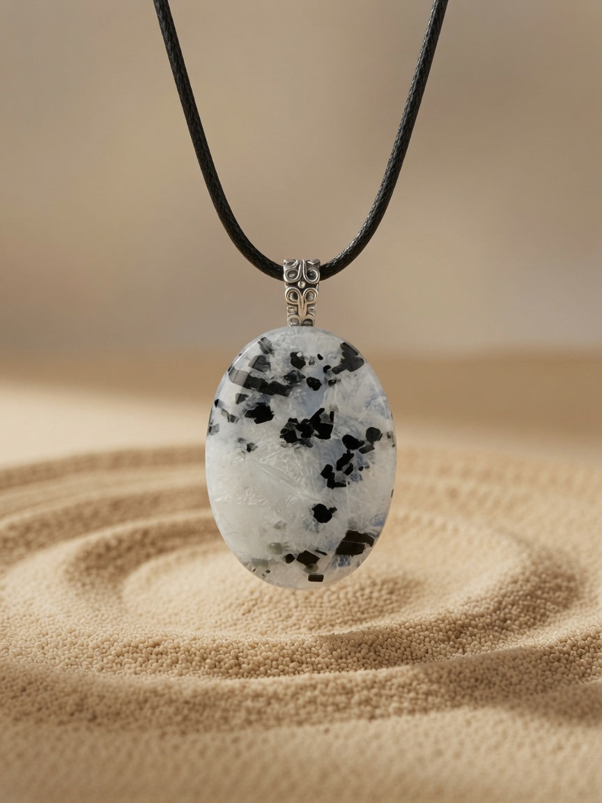 Flashy Moonstone Tourmaline Pendant Necklace