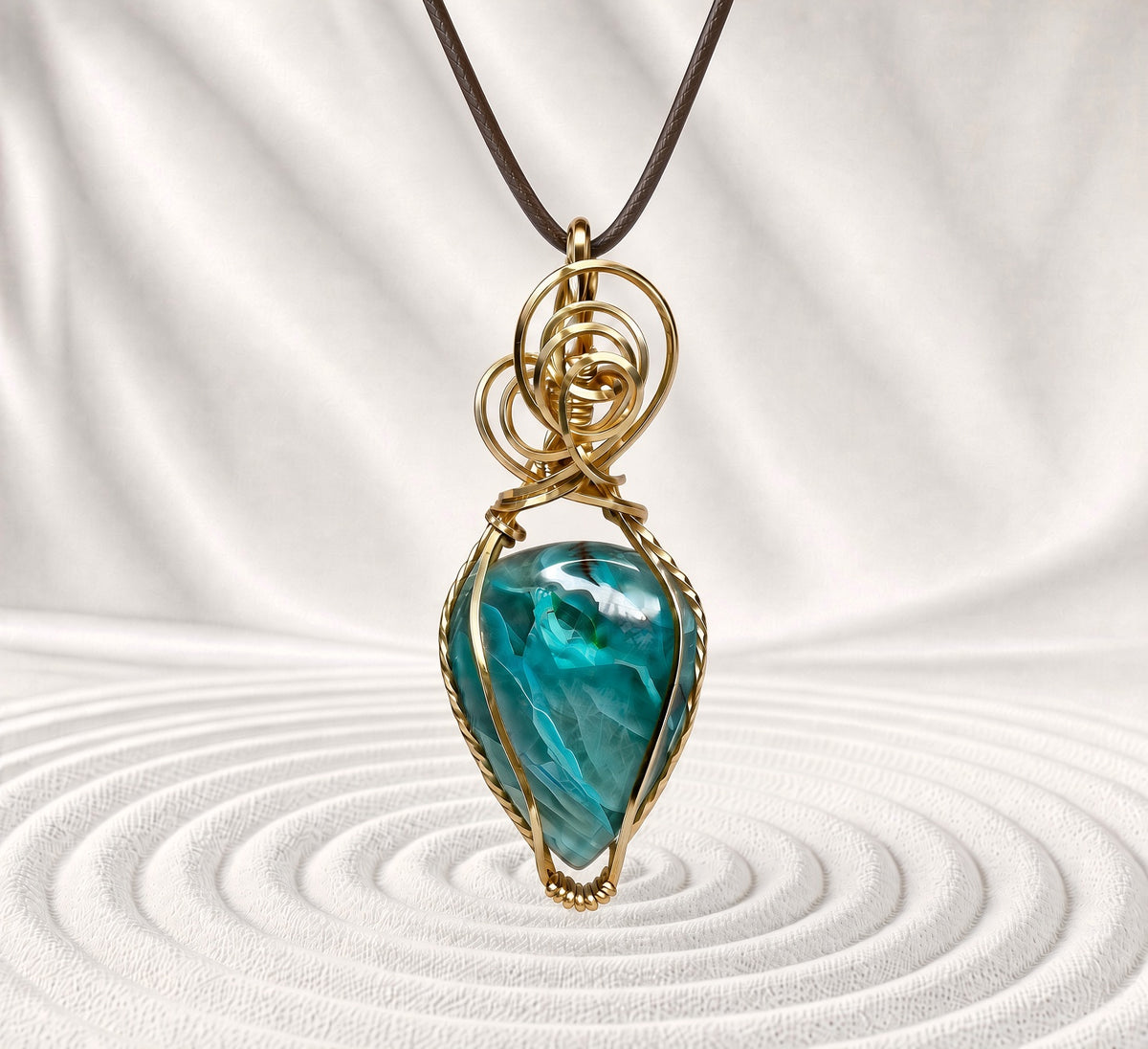 Chrysocolla Quartz Pendant Necklace