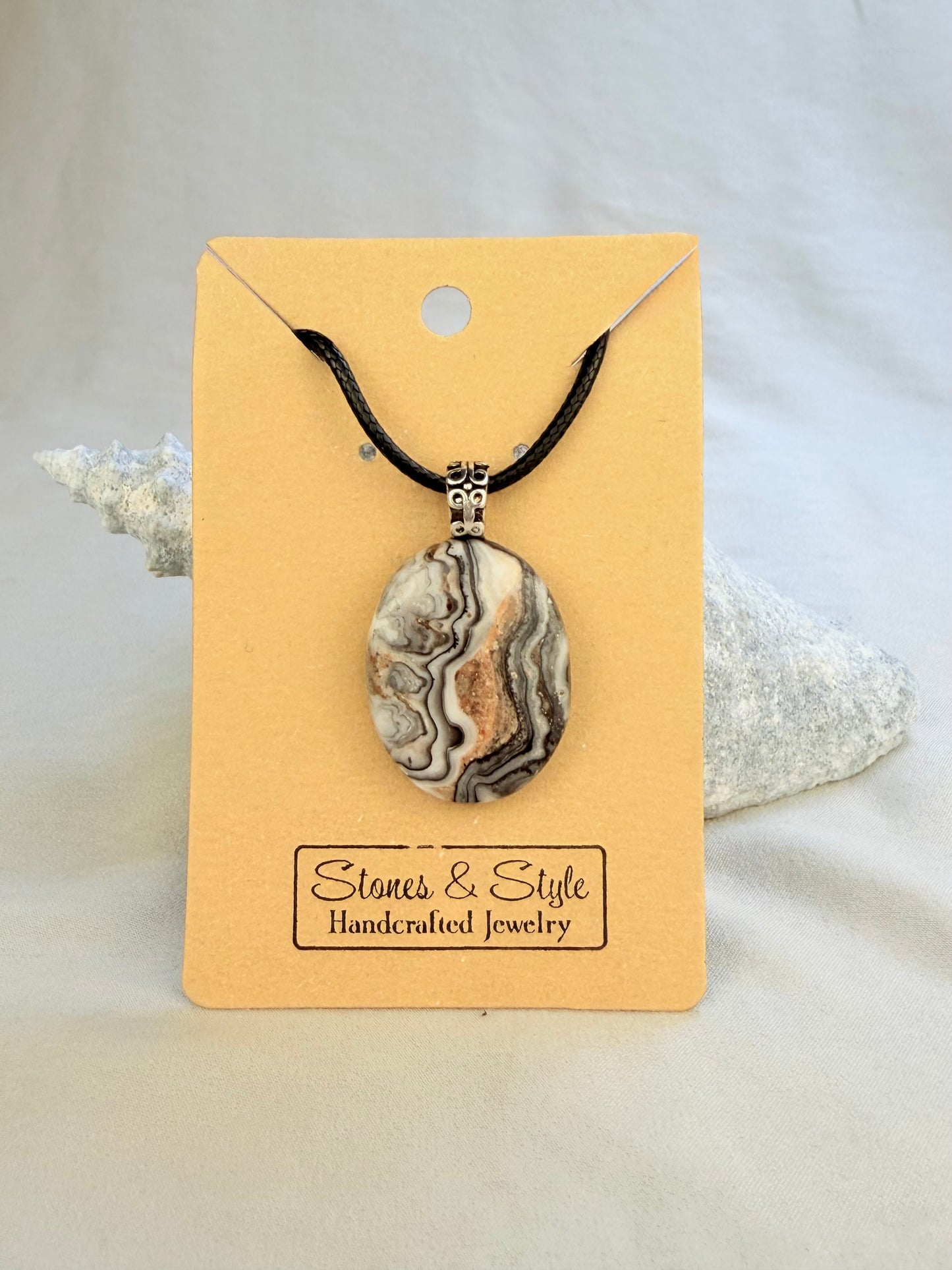 Zebra Calcite Pendant Necklace