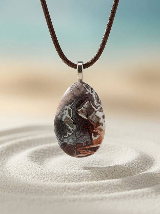 Crazy Lace Agate Pendant Necklace