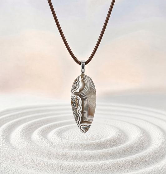 Crazy Lace Agate Pendant Necklace