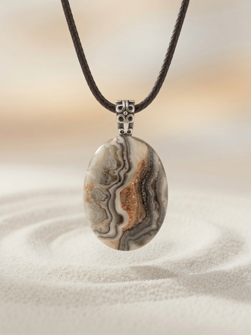 Zebra Calcite Pendant Necklace