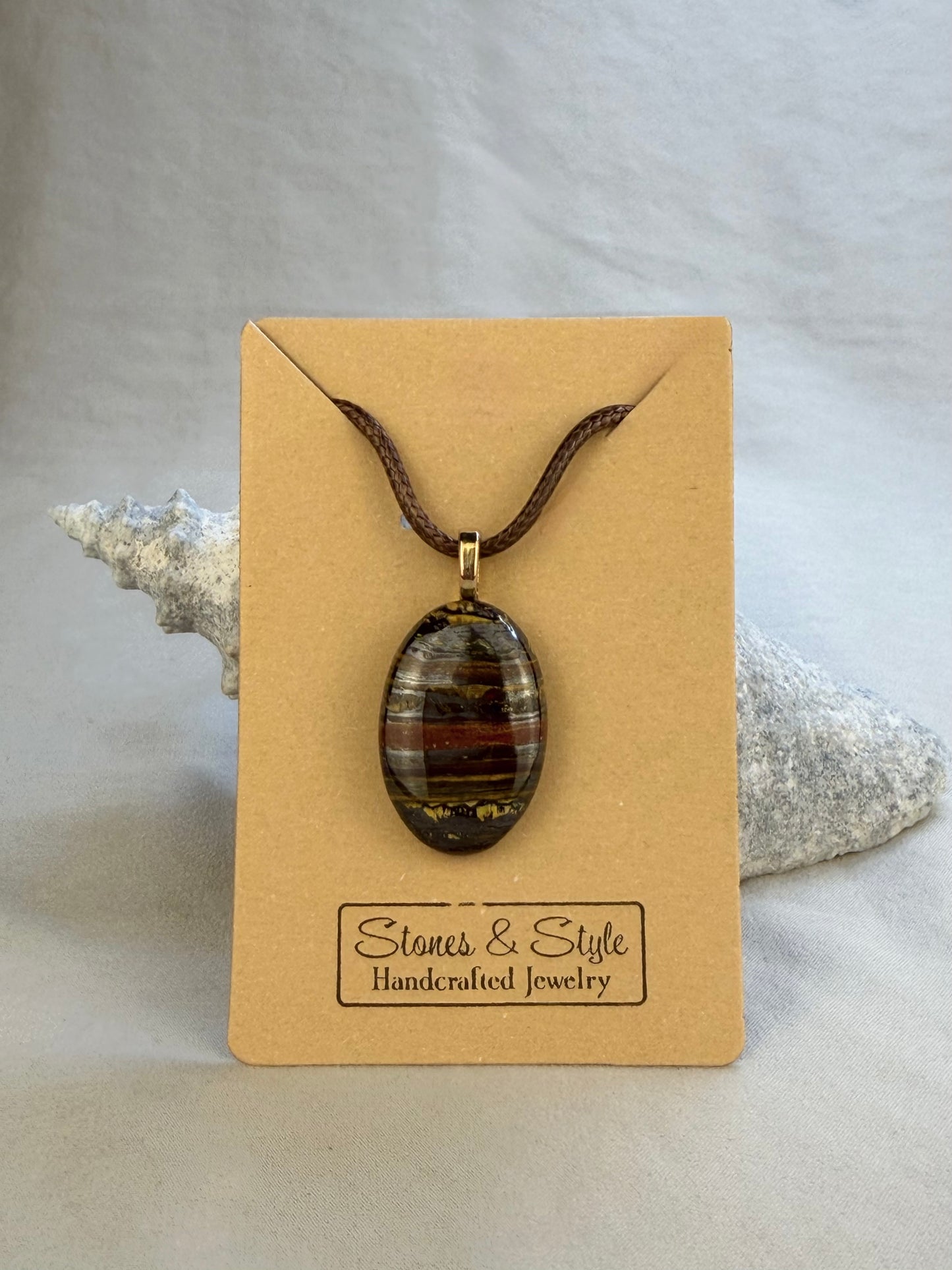 Tiger Iron Pendant Necklace
