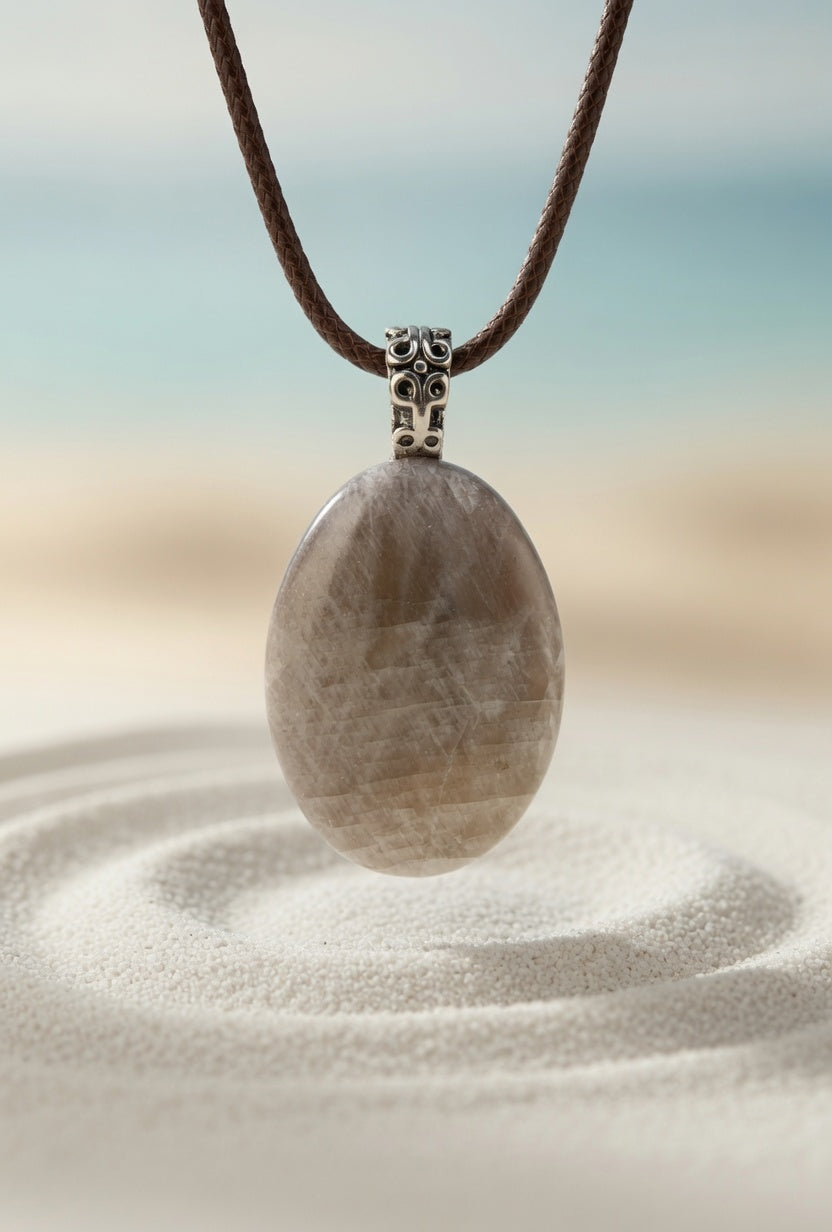 African Moonstone (Belomorite) Pendant Necklace