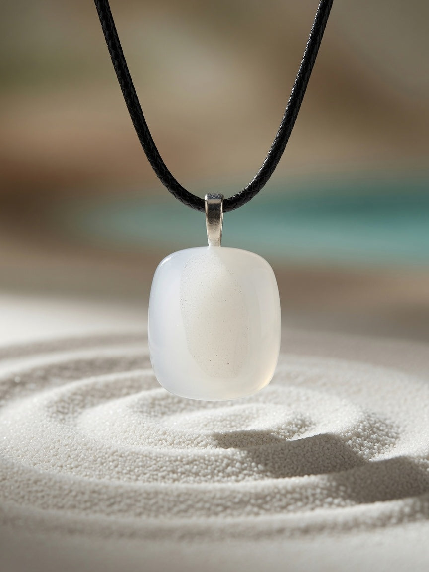 White Agate Pendant Necklace with Druzy