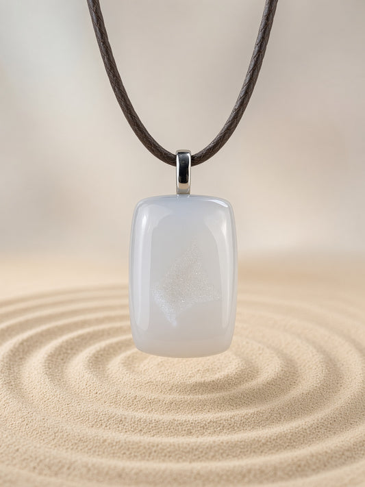 White Agate Pendant Necklace with Druzy
