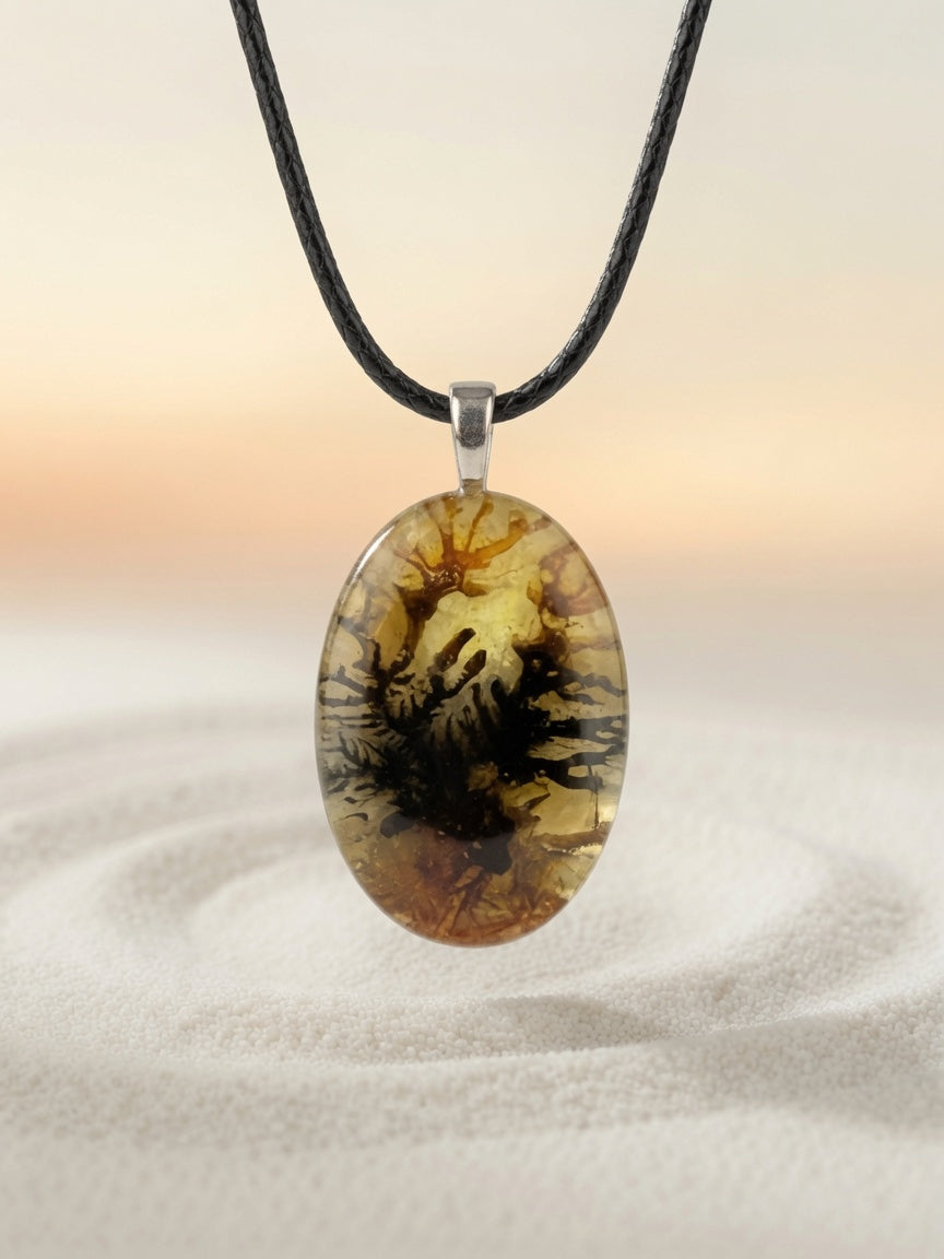 Dyed Dendrite Pendant Necklace