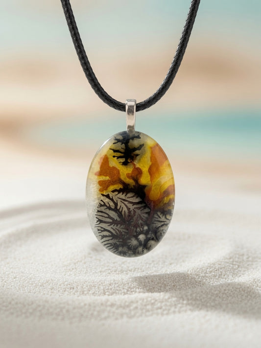Dyed Dendrite Pendant Necklace