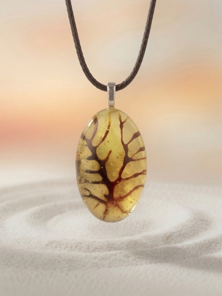 Dyed Dendrite Pendant Necklace