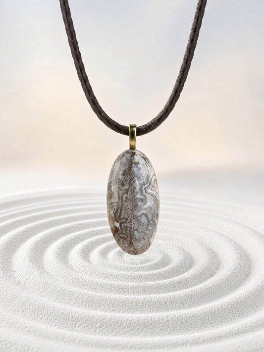Crazy Lace Agate Pendant Necklace