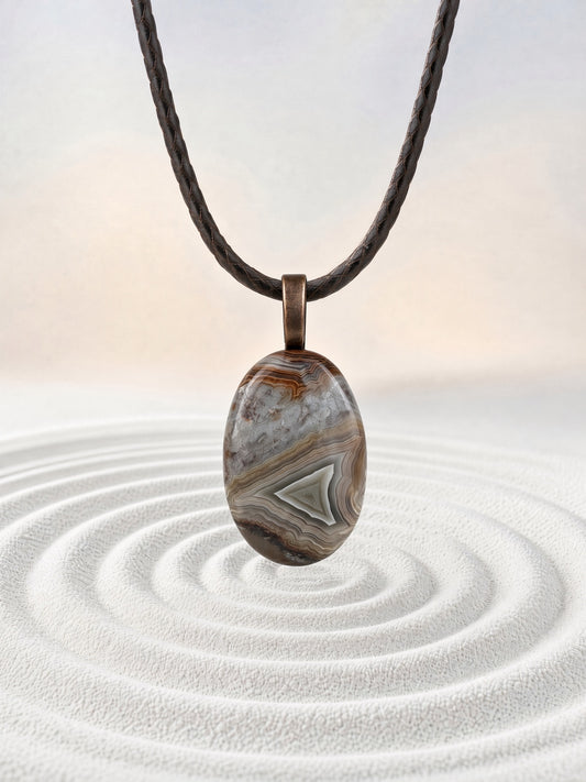 Crazy Lace Agate Pendant Necklace