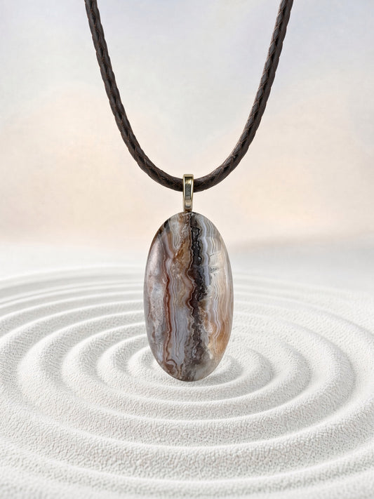 Crazy Lace Agate Pendant Necklace