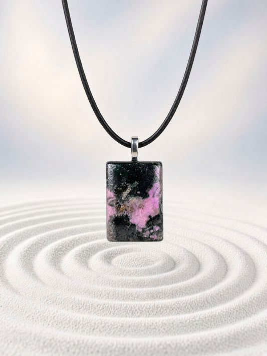 Pink Cobalt with Azurite Pendant Necklace