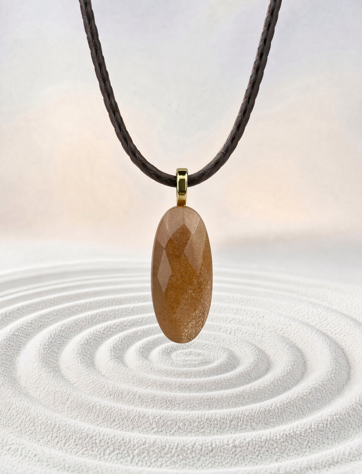 Faceted Peach Moonstone Pendant Necklace