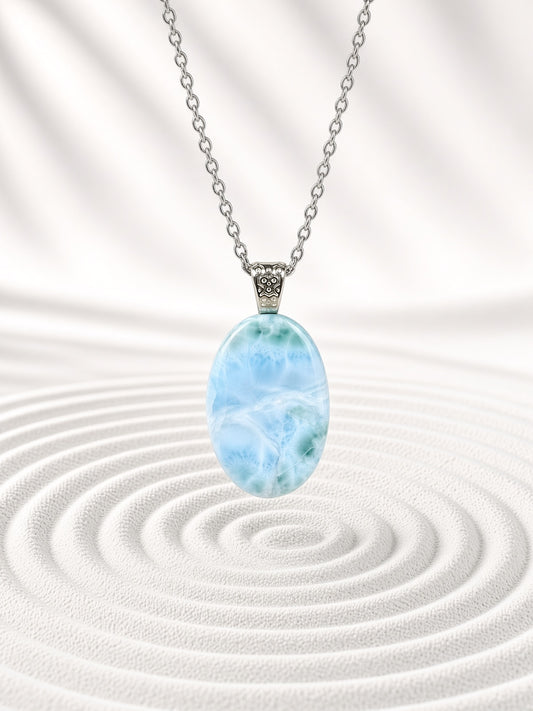Large Larimar Pendant Necklace