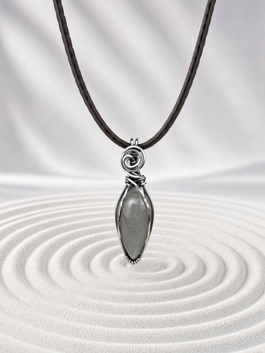 Grey Moonstone Pendant Necklace (Argentium Silver)