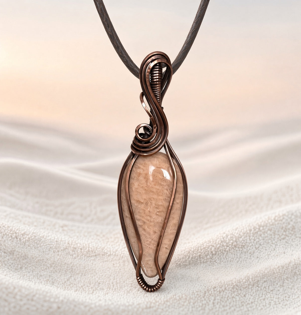 Peach Moonstone Pendant Necklace