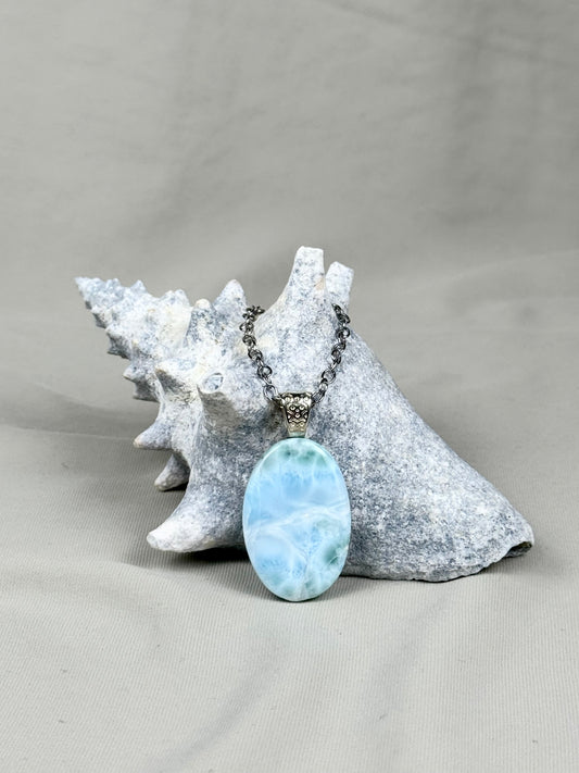 Large Larimar Pendant Necklace