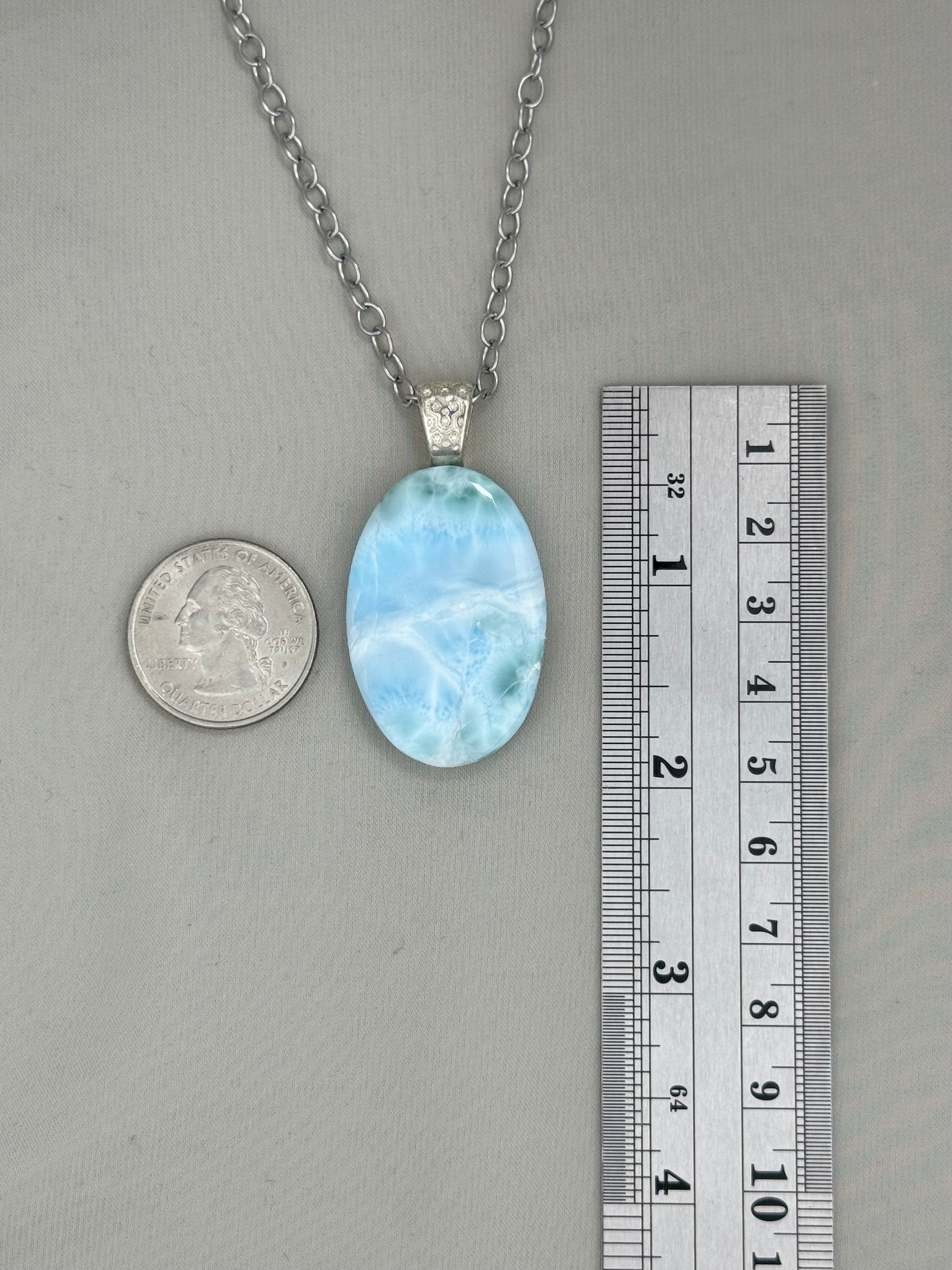 Large Larimar Pendant Necklace