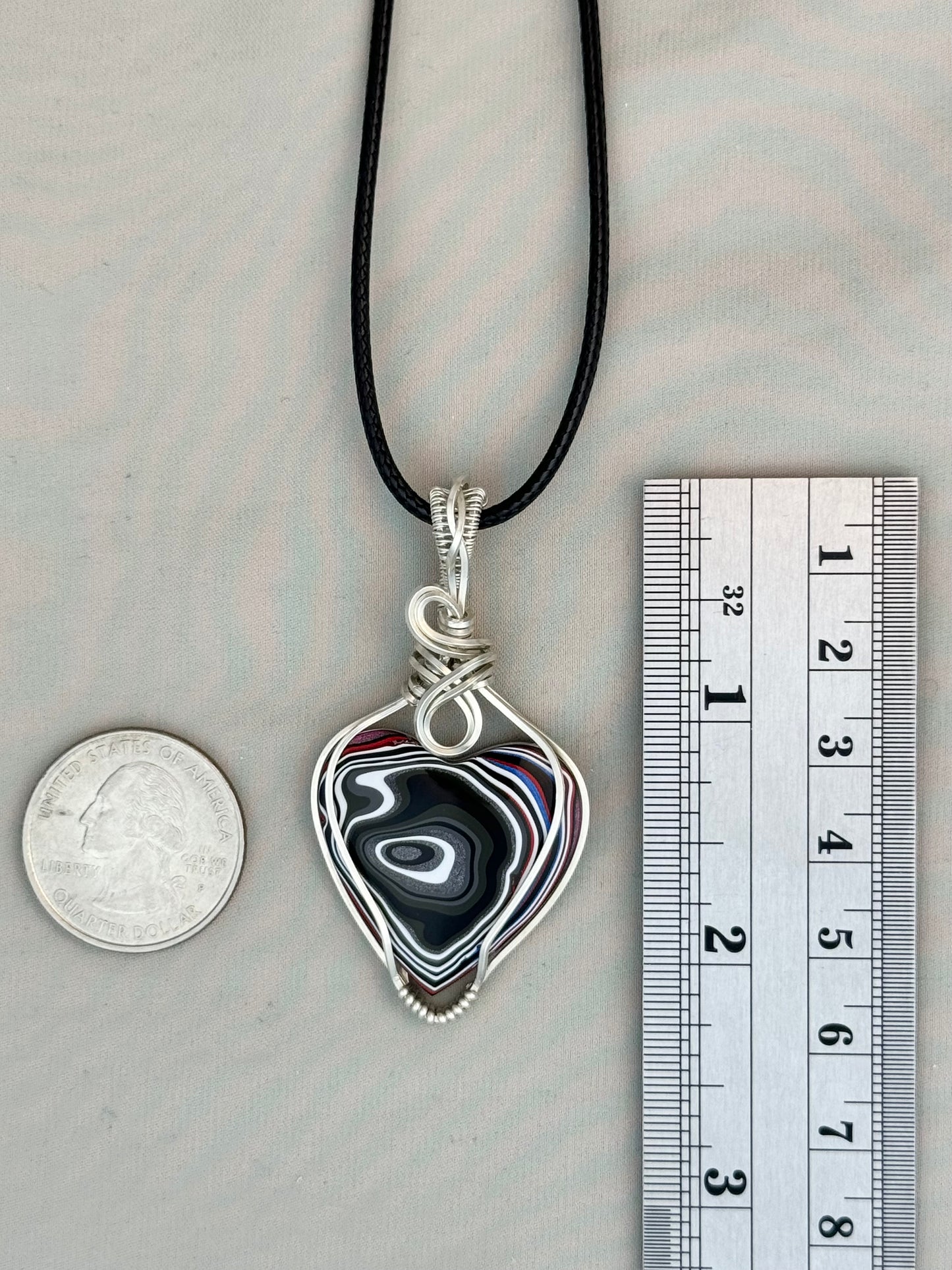 Fordite Pendant Necklace in Argentium Silver