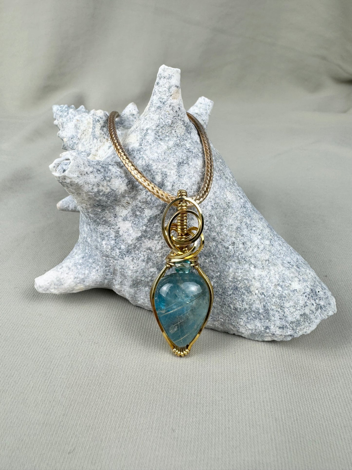 Apatite & Rutilated Quartz Pendant Necklace