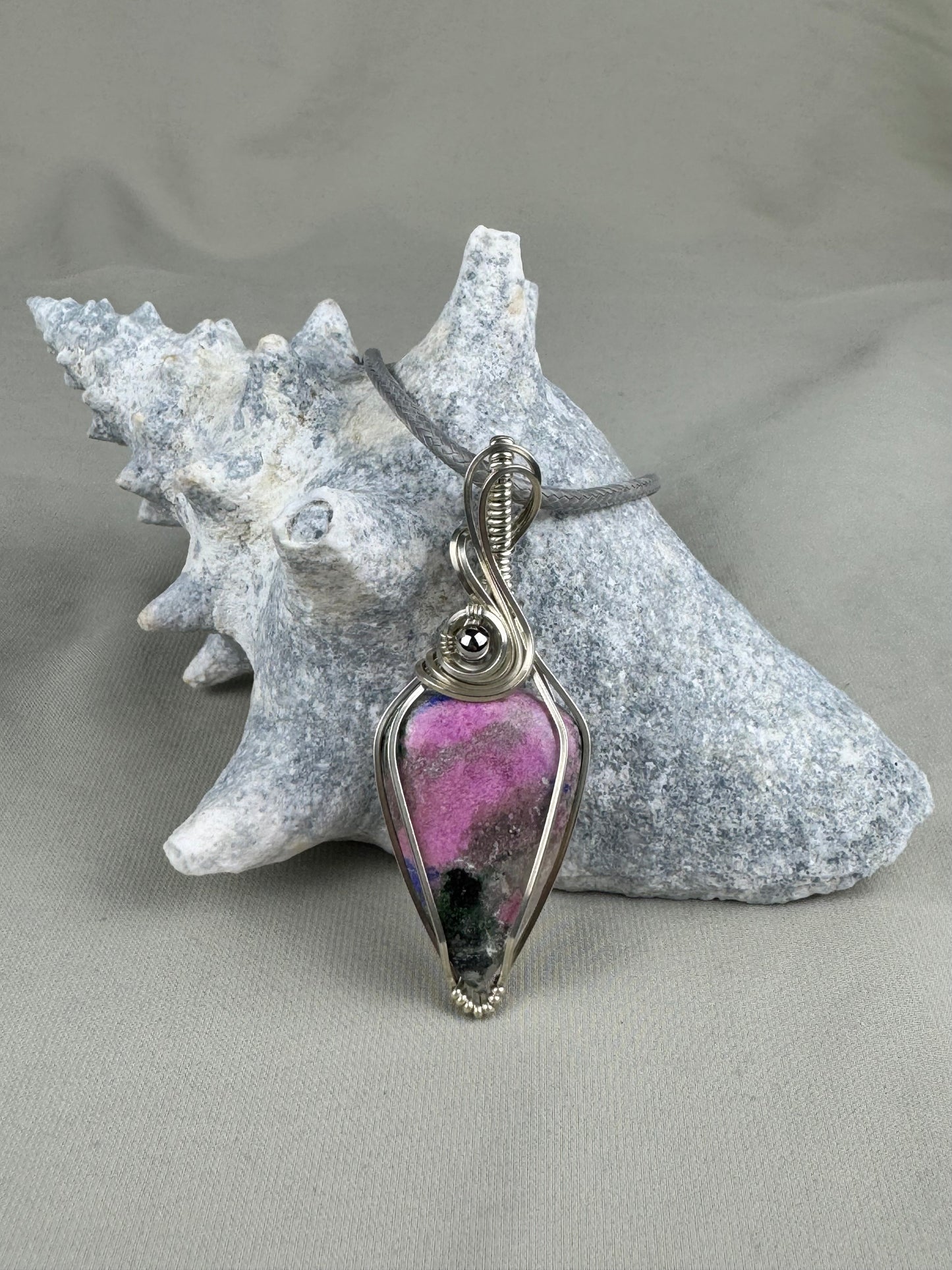 Pink Cobalto Calcite Pendant Necklace in Argentium Silver