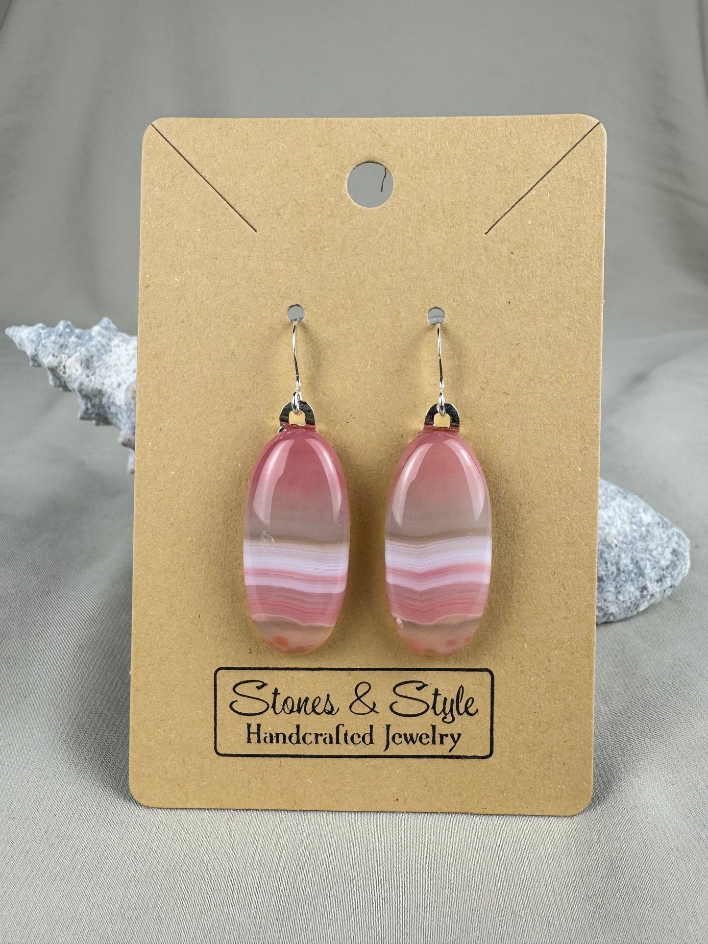 Pink Agate Earrings