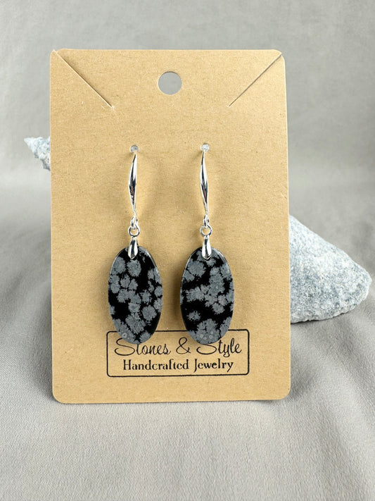 Snowflake Obsidian French Hook Earrings